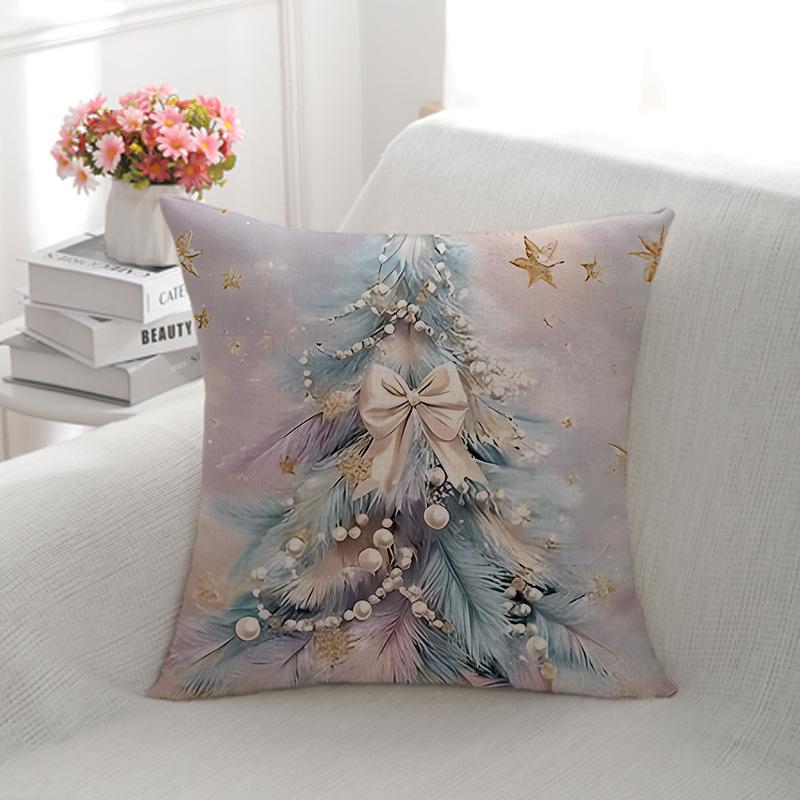 

Рождественская наволочка из льна с двусторонним принтом «Снеговик» для украшения, наволочка для диванной подушки, домашняя наволочка 45 * 45-Linen single-sided (pillowcase)