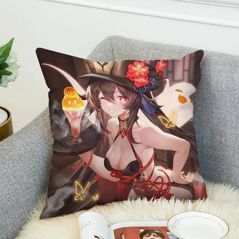 Genshin Impact Pillow Covers Decorative Cushions Cover for Sofa Pilow Cases Sleeping Pillows Pillowcase Fall Decor 45x45 Cushion