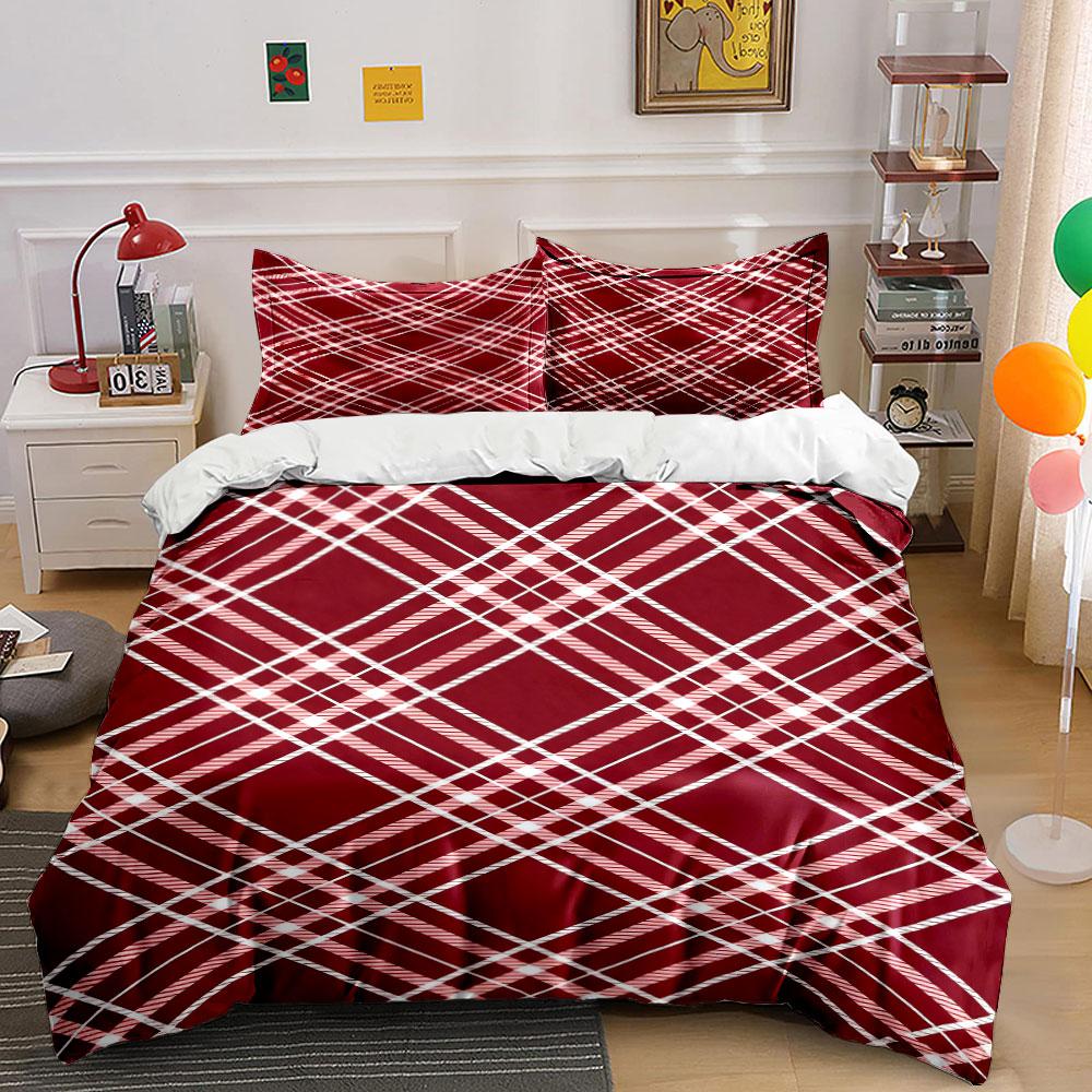 Red plaid crisscross pattern. Bedding sets Duvet cover sets Duvet covers Pillowcases(1 * Duvet Cover 2 * Pillowcases without duvet insert)