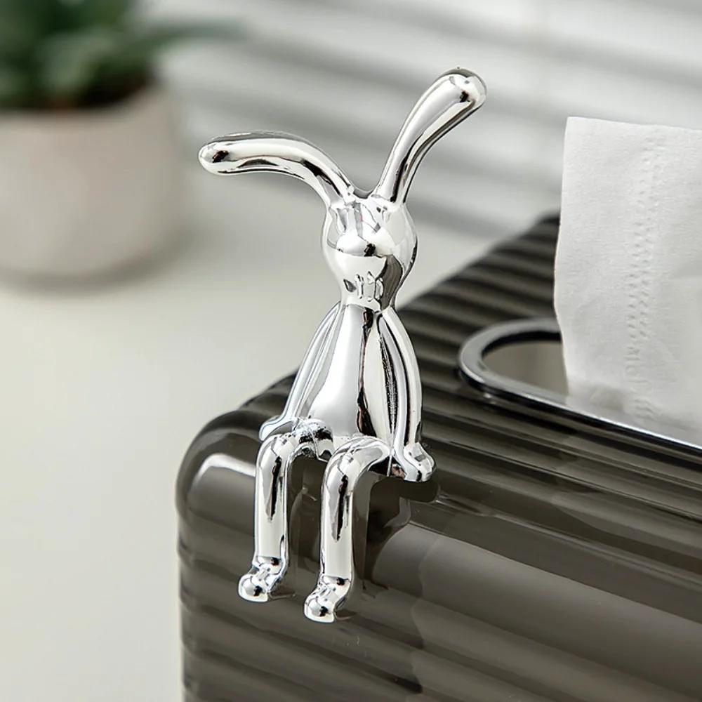 1PC Cute Rabbit Decorative Ornaments Eco-friendly Plastic Cartoon Car Interior Decoration Electroplating Long Eared Rabbit