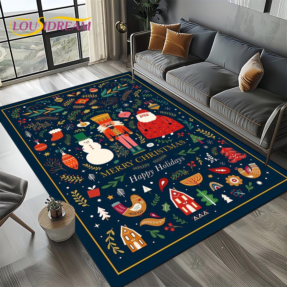 Christmas Tree New Year Nutcracker Cartoon Fairy Tales Carpet Rug for Living Room Bedroom Home Sofa Decoration,Kids Floor Mat