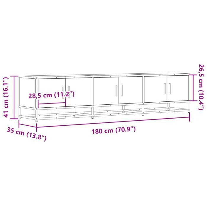 VidaXL Meuble TV chêne marron 180x35x41 cm bois d'ingénierie, support TV, buffet TV, meuble multimédia, banc TV, meuble 3300789