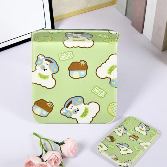 Cartoon Puppy Folding Makeup Mirror Portable Travel Home Bedroom Desk Vanity Mirror High Clarity Men Women Pocket Cosmetic Mirror