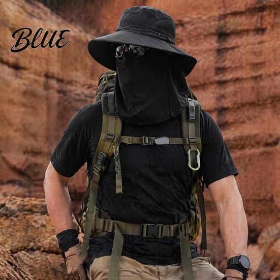 Breathable Mesh Face Mask Hat Sun Hats for Men UV Protection Fishing with Neck Flap & Mask Full Coverage Wide Brim Bucket Hat Foldable Summer
