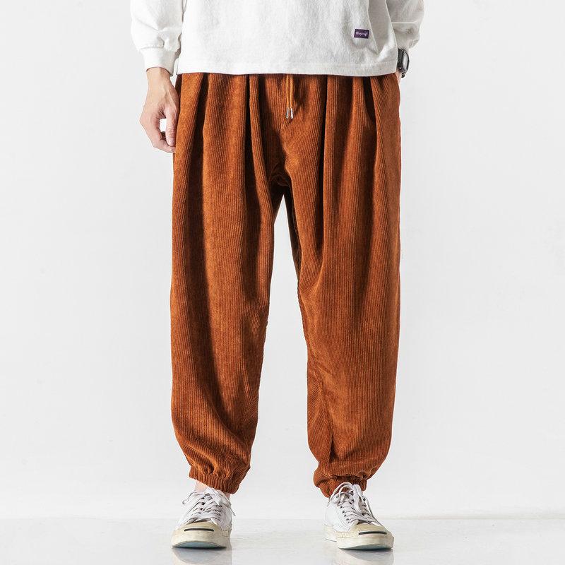 Corduroy Men's Harem Pants Fashion Men Jogging Sweatpants Cotton Casual Trousers Streetwear Ankle-Length Pants