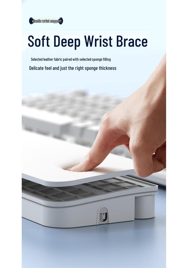 QS22 Multifunctional Cleaning Brush & Leather Wrist Rest for Office Keyboards