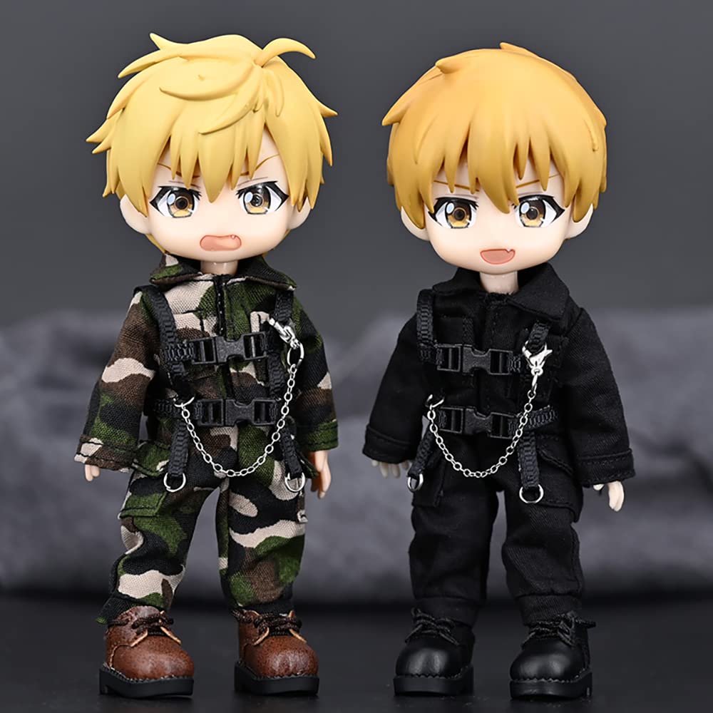 Niannyyhouse Obitsu 11 haine tactice costum vestă body haine păpuși 1/12BJD haine păpuși (Negru)