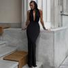 Summer New Women's Fashion Sexy V-neck Backless Design Hooded Slim Dress