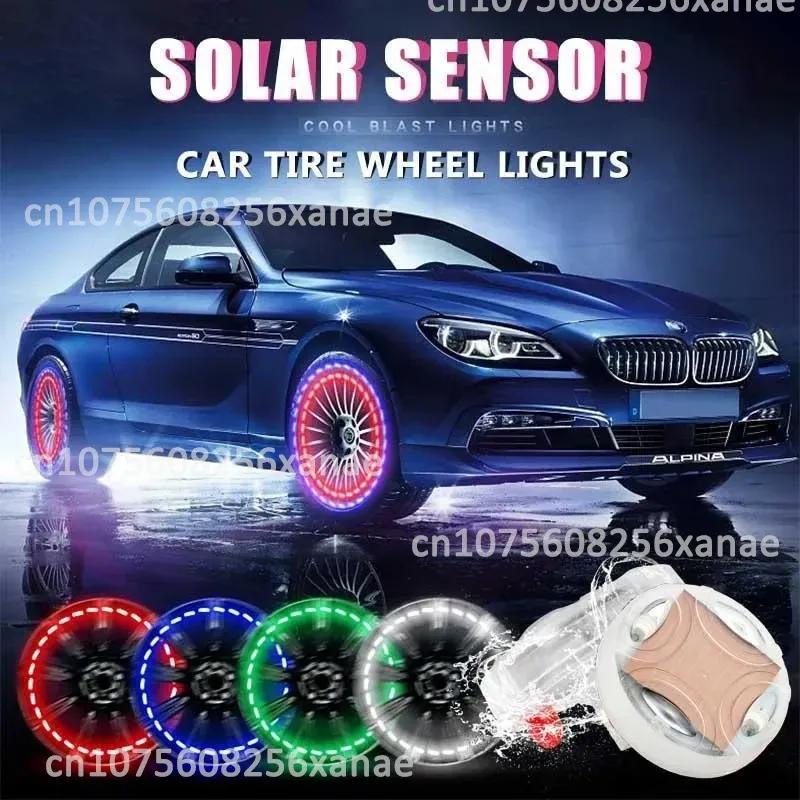 Car Solar Smart Tire Light Automobile Wheel Lights Nozzle Valve Caps Fluorescent Car Hub Luminous LED Tire Valve Caps Lights