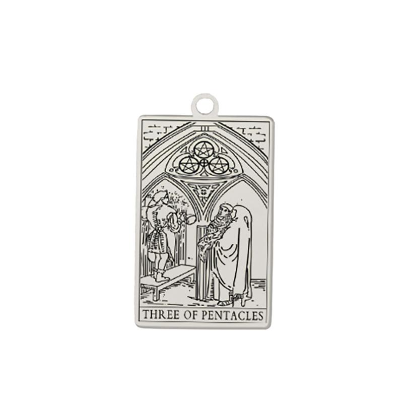 Dawapara Tarot Pendant for Necklaces Earings Suit of Pentacles Spiritual Jewelry Stainless Steel Charms for Jewelry Making