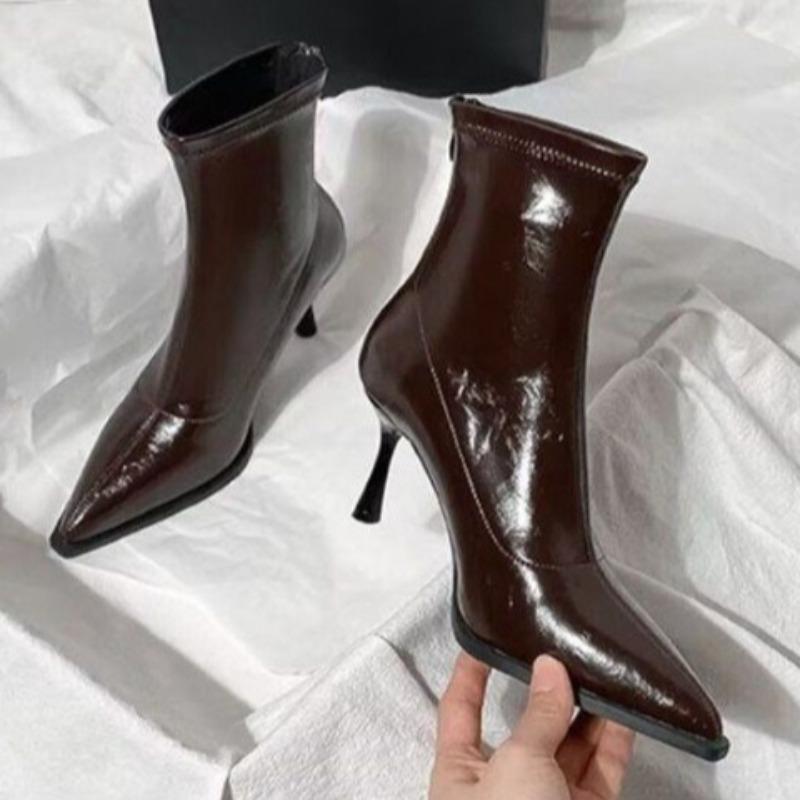 New Women's Ankle Boots Sexy Pointed Toe Woman Short Boots Fashion Causal Ladies Thin High Heel Boots Solid Color Stiletto