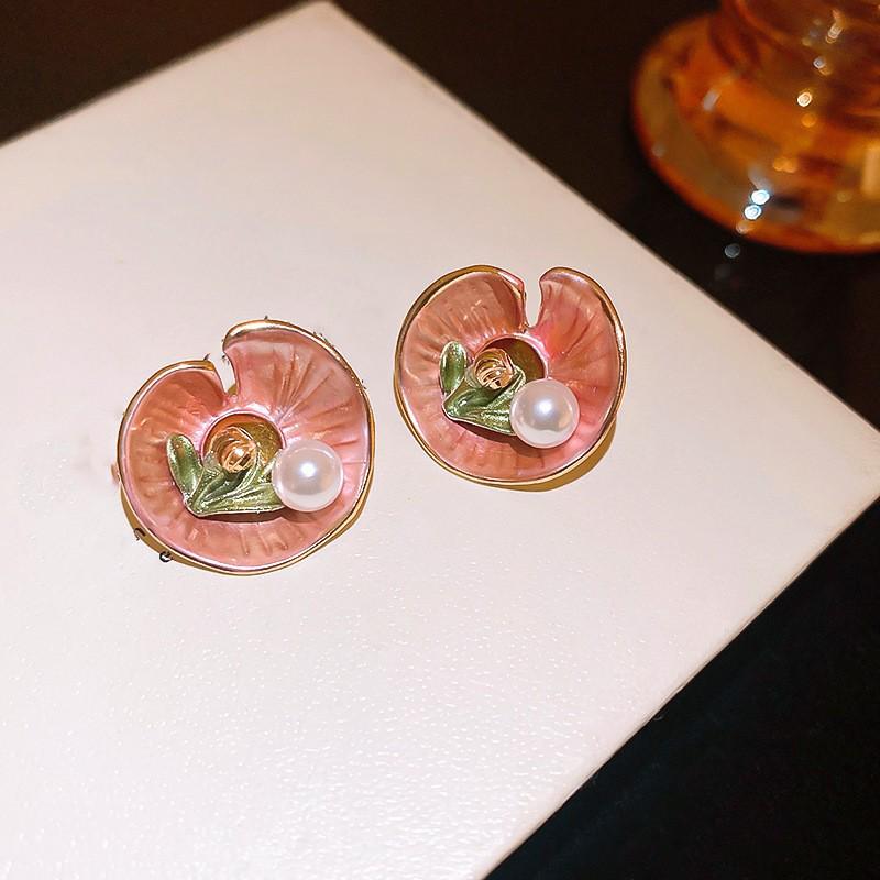 

Серьги-пусеты Жемчужные цветы в стиле масляной живописи Клода Моне - Элегантные французские пусеты для женщин