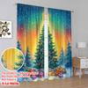 2pcs,2D Plane Printing Contemporary Curtains Christmas Tree Gifts Snowfall 100% Polyester (without Rod) Festive Ldeal for