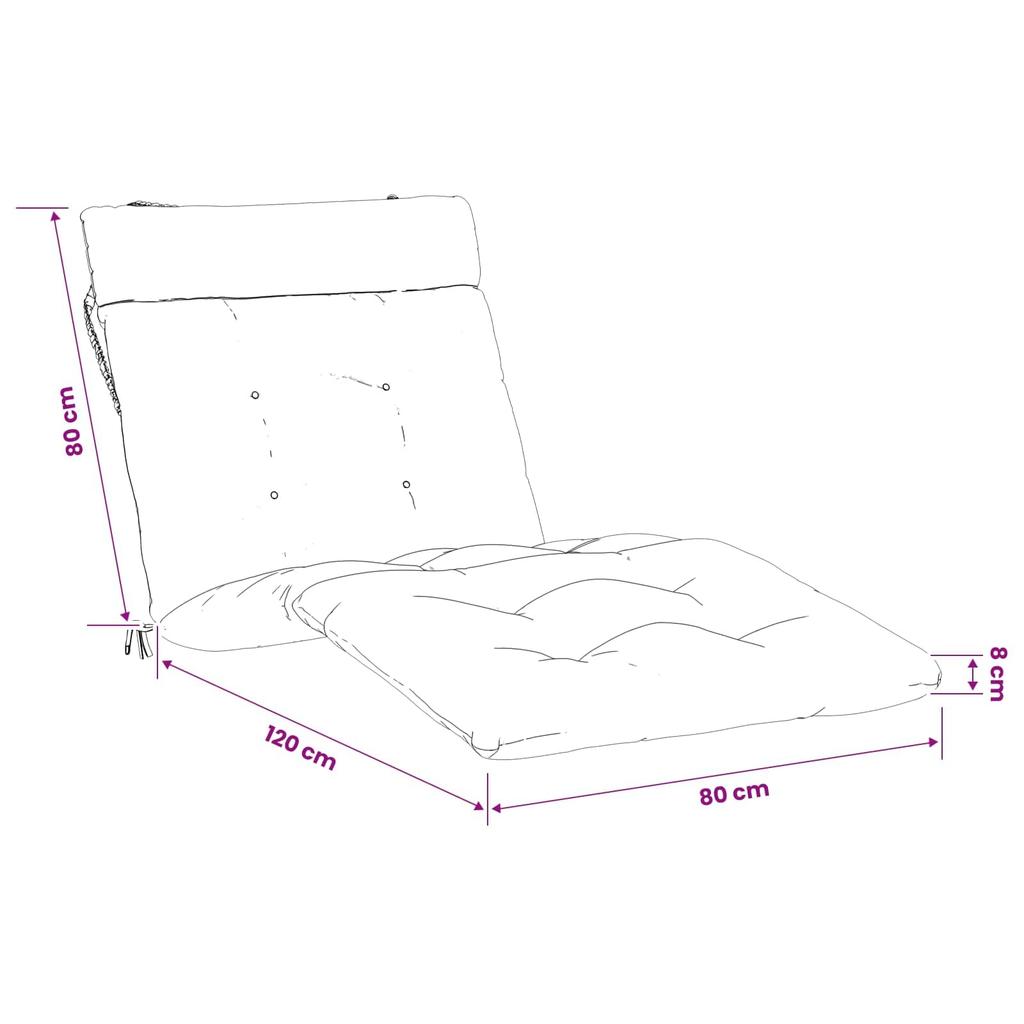 Sun Lounger Cushion VIANEN 100percent Polyester Black