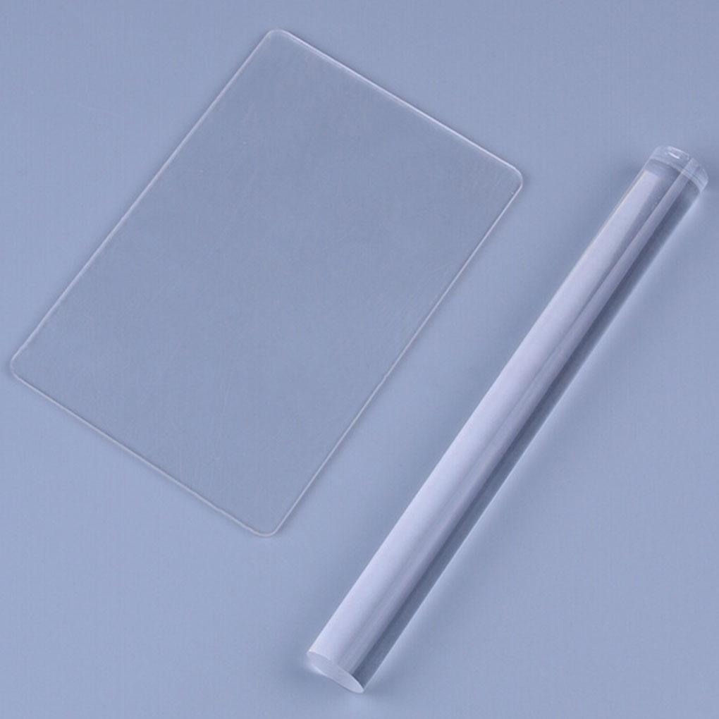 2 Pcs/set Clay Roller Rectangle Sheet Board Set Clay Rolling Pin Modeling Tool Kit Transparent