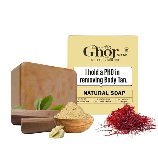

Ghor Soap Natural Multani Soap for Body Tan Removal, All Skin Types, 100g
