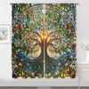 2 Stück Magic Tree Vorhänge 3D Buntes Glasmosaikmuster Wohnzimmer Schlafzimmer Balkon Sonnenschutz Kunstdekor Vorhänge