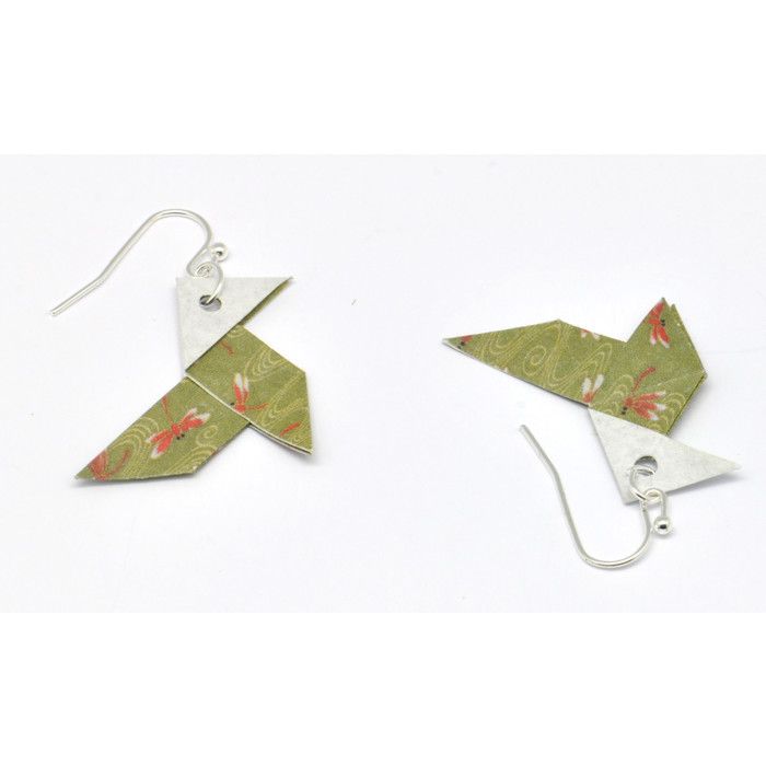 The Cocotte - Origami Paper Earrings Cocotte Khaki
