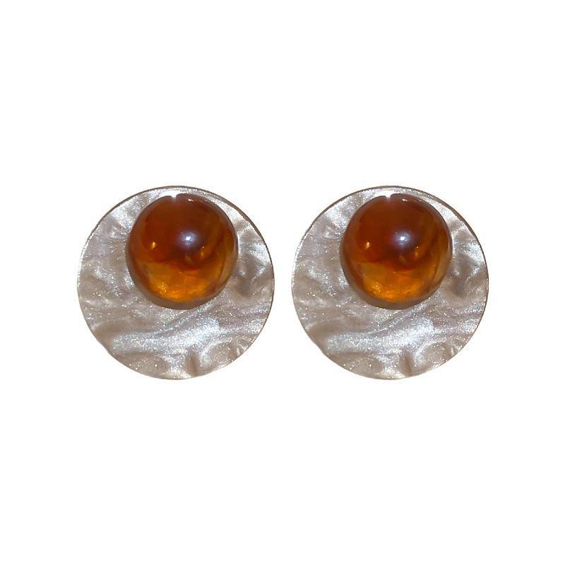 Elegant Maillard Coffee Color Geometric Earrings for Women - Autumn/Winter Collection