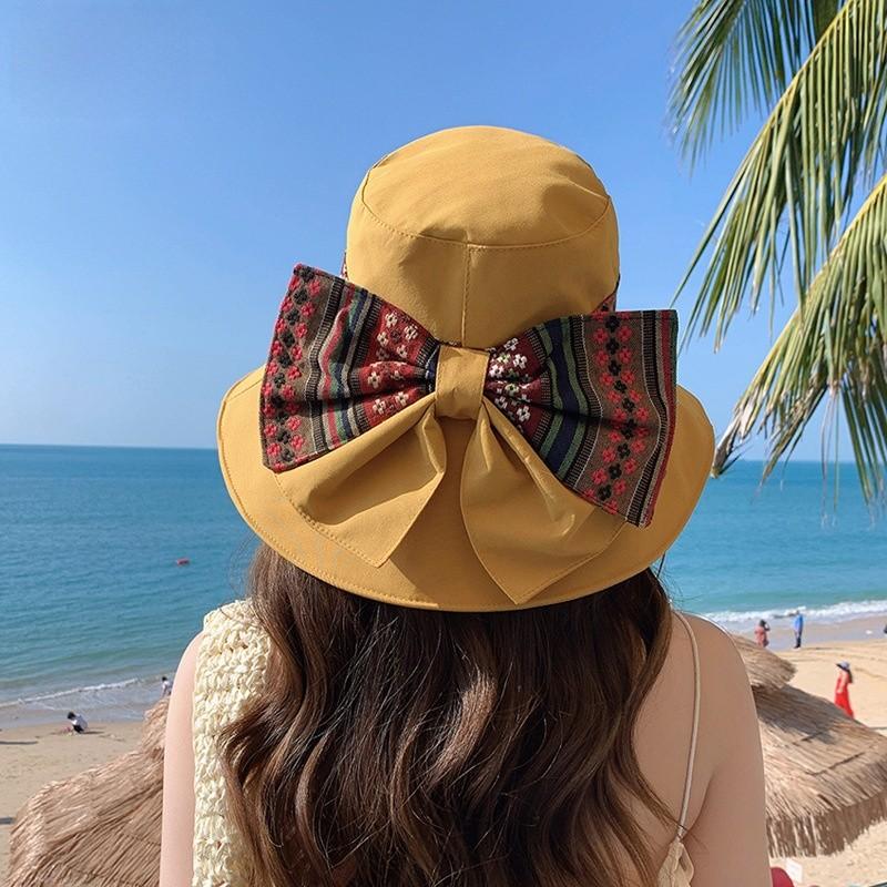 Bohemian Style Floppy Hat With Breathable Cotton For Summer Outdoor Travel