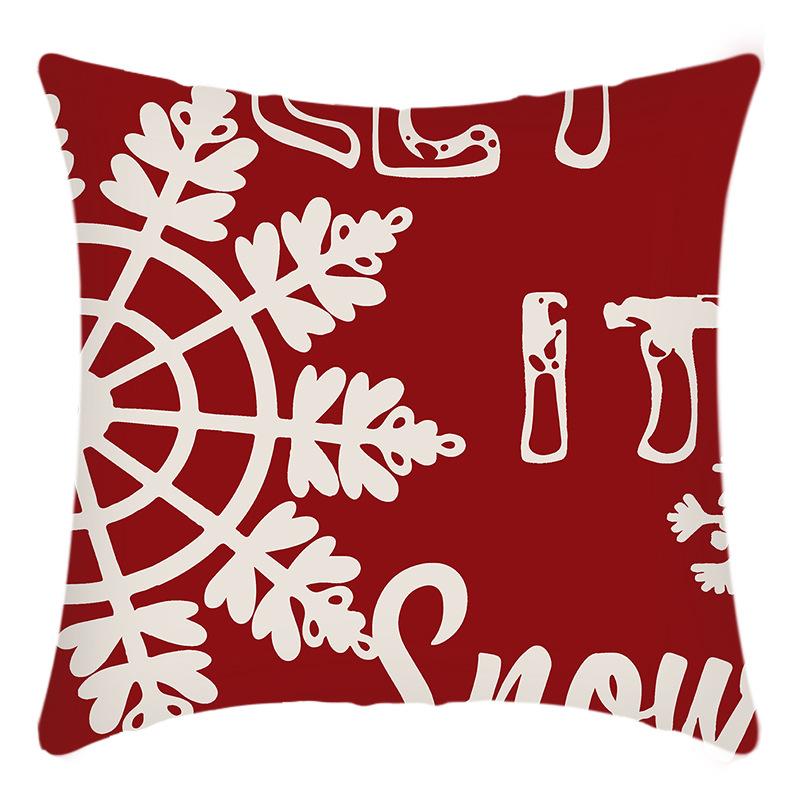 New Christmas Elk Santa Elk Print Pillow Home Sofa Cushion Cover