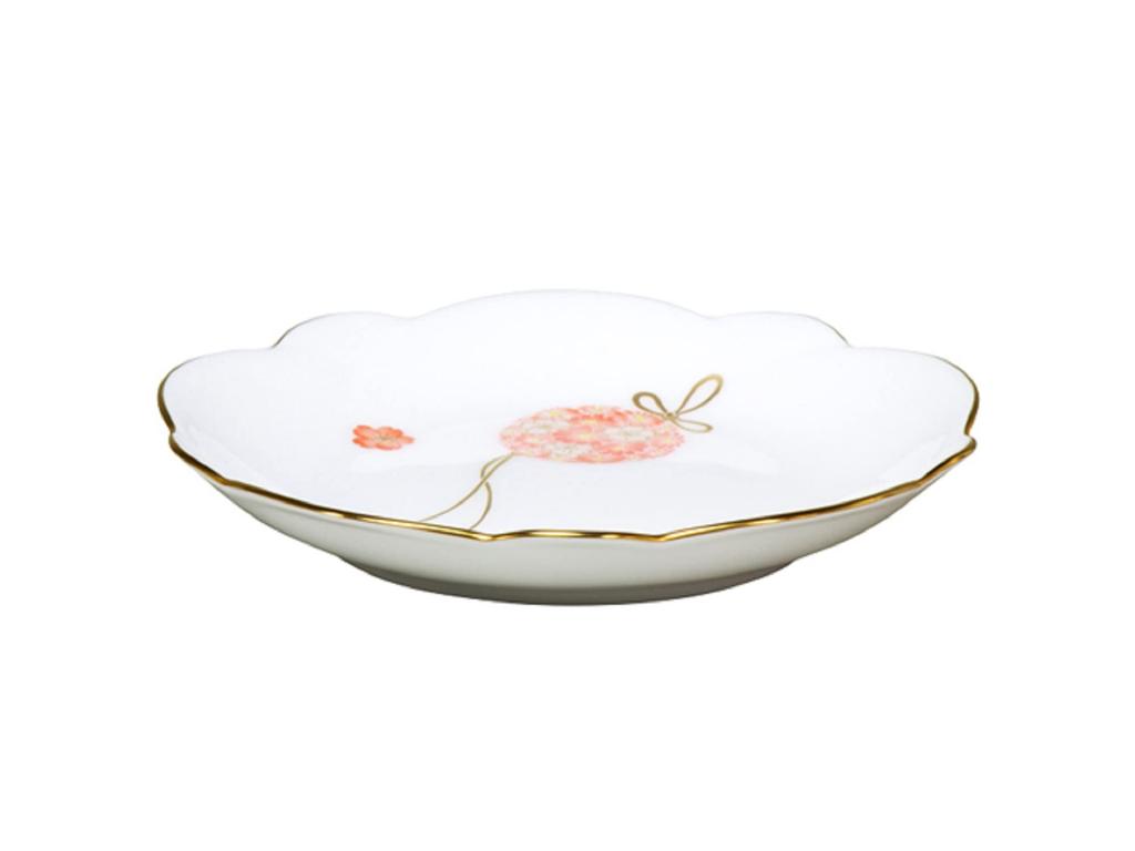 Okura Pottery "Hanamari" 13cm Plum-Shaped Small Plates, Set of 5, Made In Japan, 114HV/3221