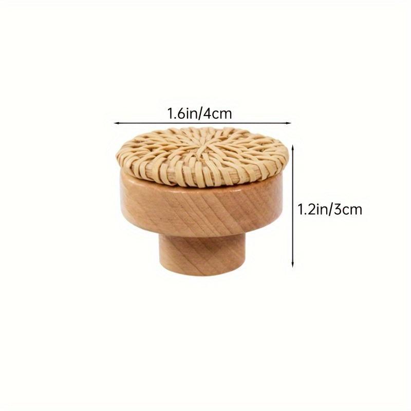 4pcs Retro Rattan Woven Dresser Knobs, Handmade Wicker Woven Pulls With Screws For Cabinets, Drawers