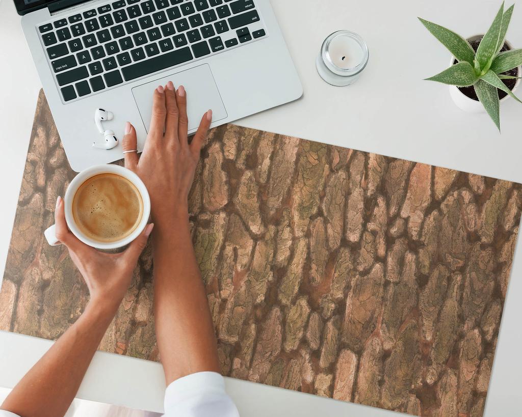 Elegant Decorative Desk Mat Natural Tree Bark 90x45 Cm