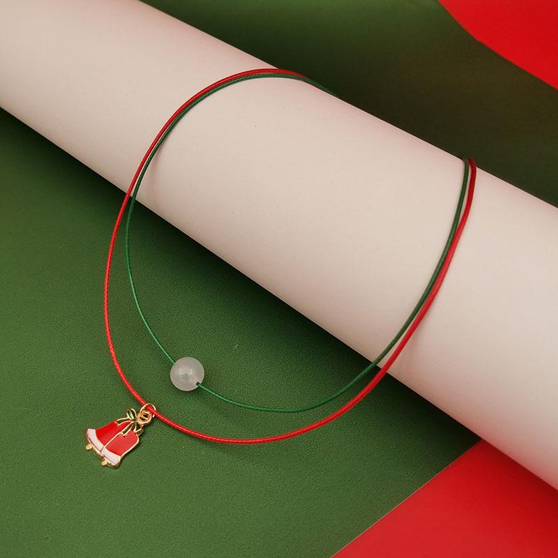 2025 Lichtgevende Kerst Ketting: Kerstklok, Boom, Rendier, Sneeuwvlok Dubbellaags Sleutelbeenketting