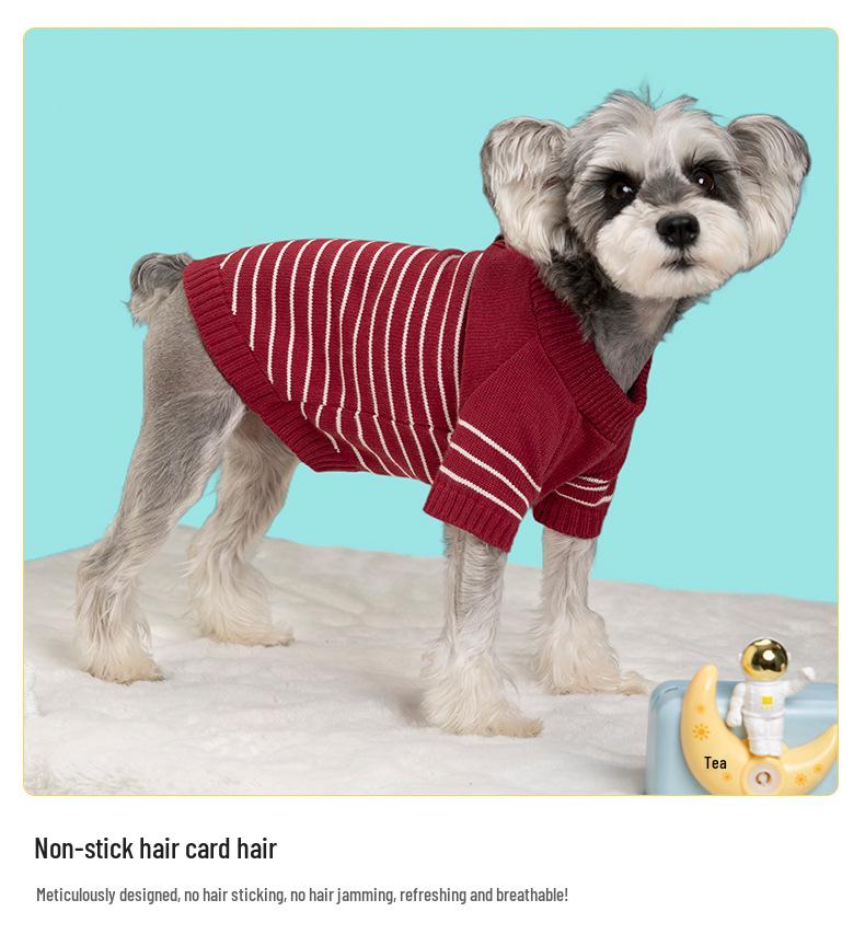 Autumn Striped Button Knitwear for Pets: Cozy Two-Legged Sweater for Dogs & Cats