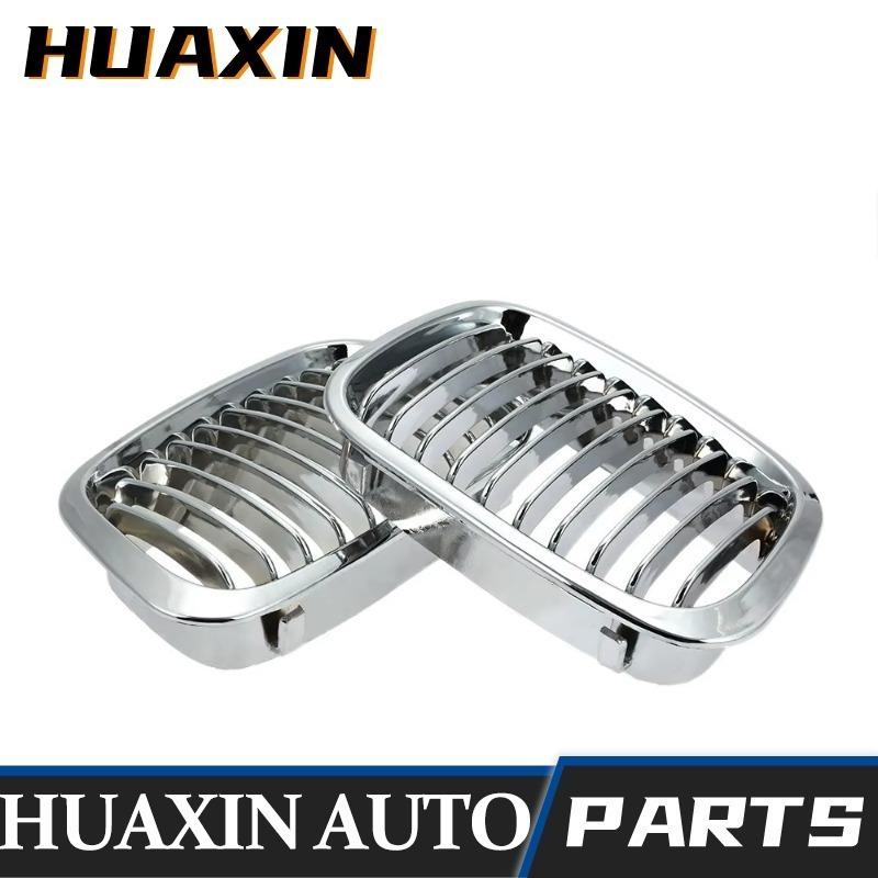 51138208489 51138208490 2Pcs Chrome Front Hood Kidney Grille Grill for BMW 1998-2001 E46 320I 323I 325I 328I 330I 4-Door Sedan