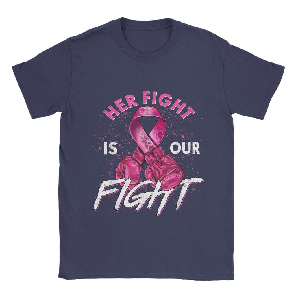 Vintage Fight Is Our Fight Breast Cancers  T-Shirt Men O Neck Cotton T Shirts  Short Sleeve Tees Plus Size Clothing