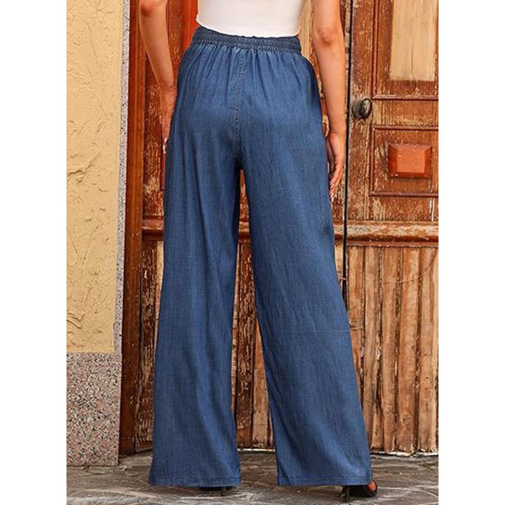 Codzienne luźne dżinsy z kieszeniami, spodnie codzienne damskie