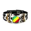 Factory National Country Flag Design Bracelet Crystal Bead Snap Button Sports National Team Jewelry Gift Leather Wrap Bracelet