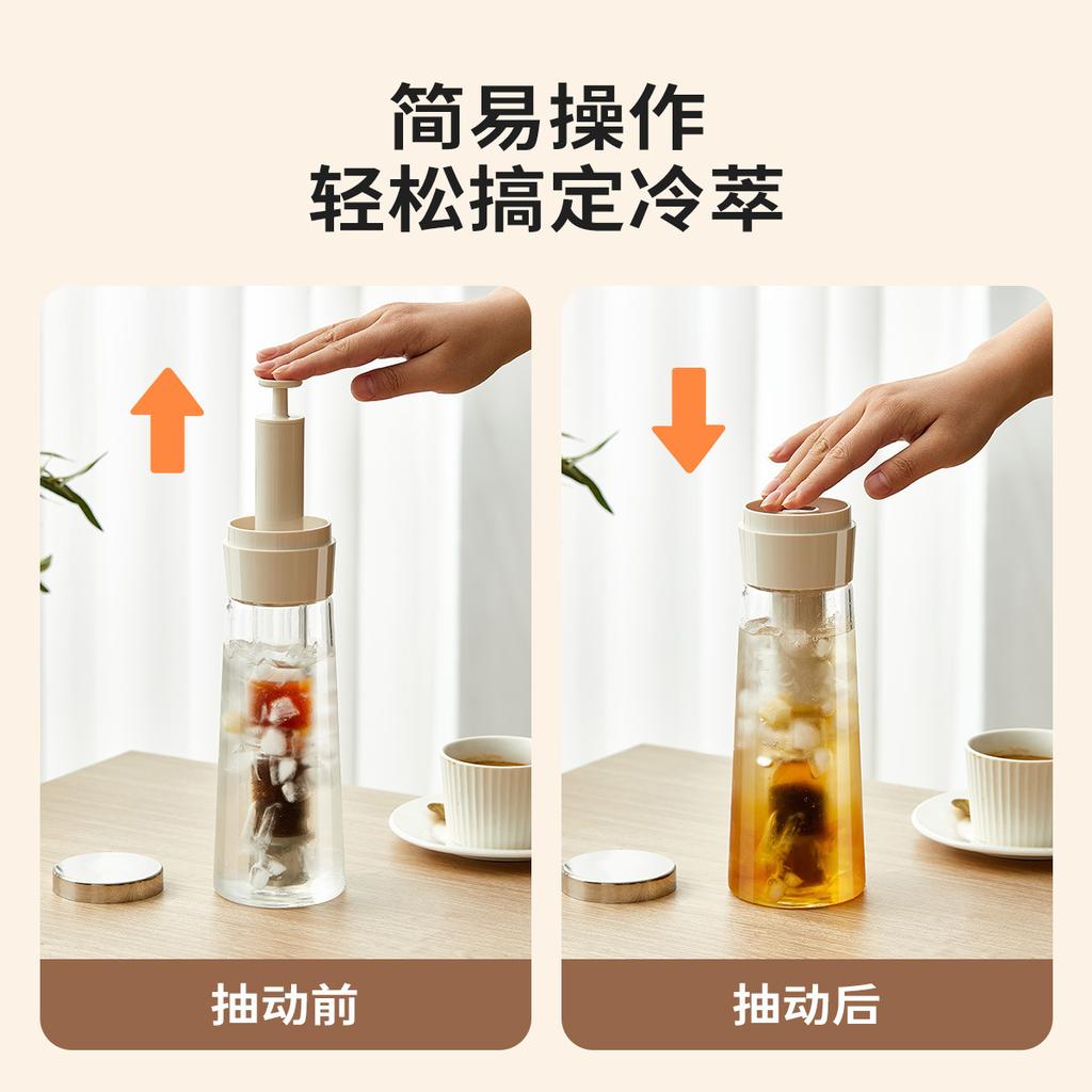 Large Capacity Cold Brew Coffee Maker Glass Pitcher with Press Lid for Home Use Iced Tea Infuser Bottle