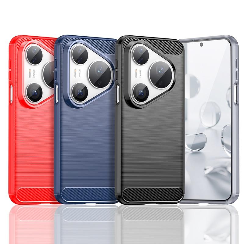 For Huawei Pura 80 Ultra Case Cover Huawei Pura 80 Ultra Capa Shockproof Back Soft TPU Carbon Fiber Fundas Huawei Pura 80 Ultra