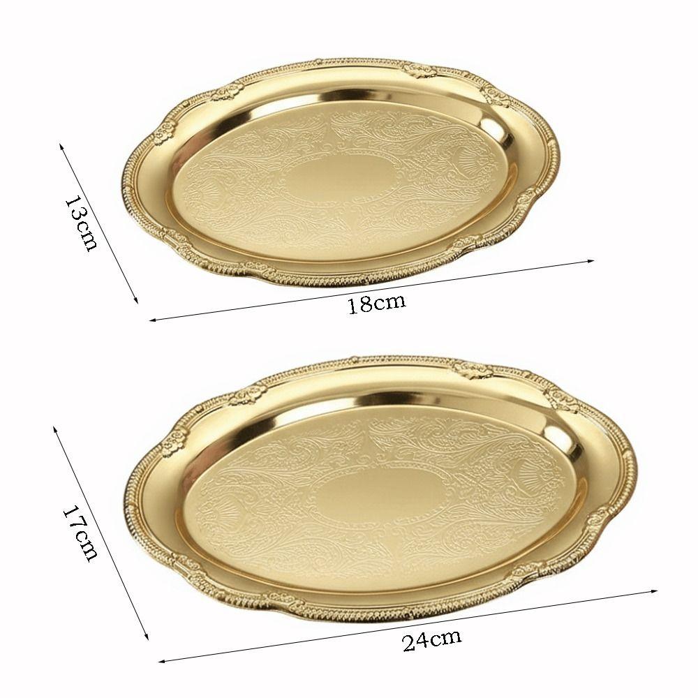 Elegante Retro Serveerschalen Goud/Zilver 2 Maten Opbergschaal Hofstijl Ovaal Bord Woondecoratie