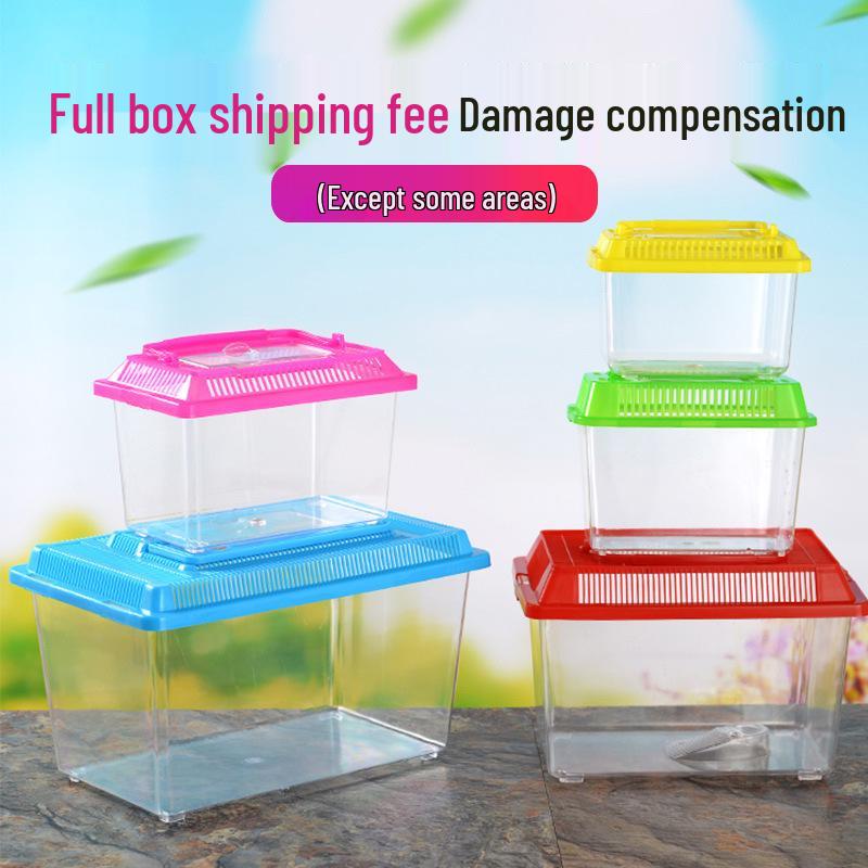Transparent Multi-Size Handheld Pet Breeding Box and Tank for Turtles, Goldfish, and Hamsters