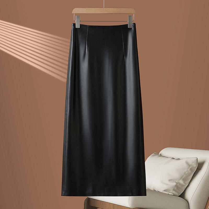 2026 Autumn/Winter Women's High Waist Genuine Lambskin Leather Skirt - Slimming, Hip-Hugging, and Sexy.