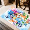 Bluey's Festive Football Fun Customized Name Floor Mat Suitable for Bedrooms Living Rooms Dining Room Decorate Room Antislip Carpet Anime Office Decor