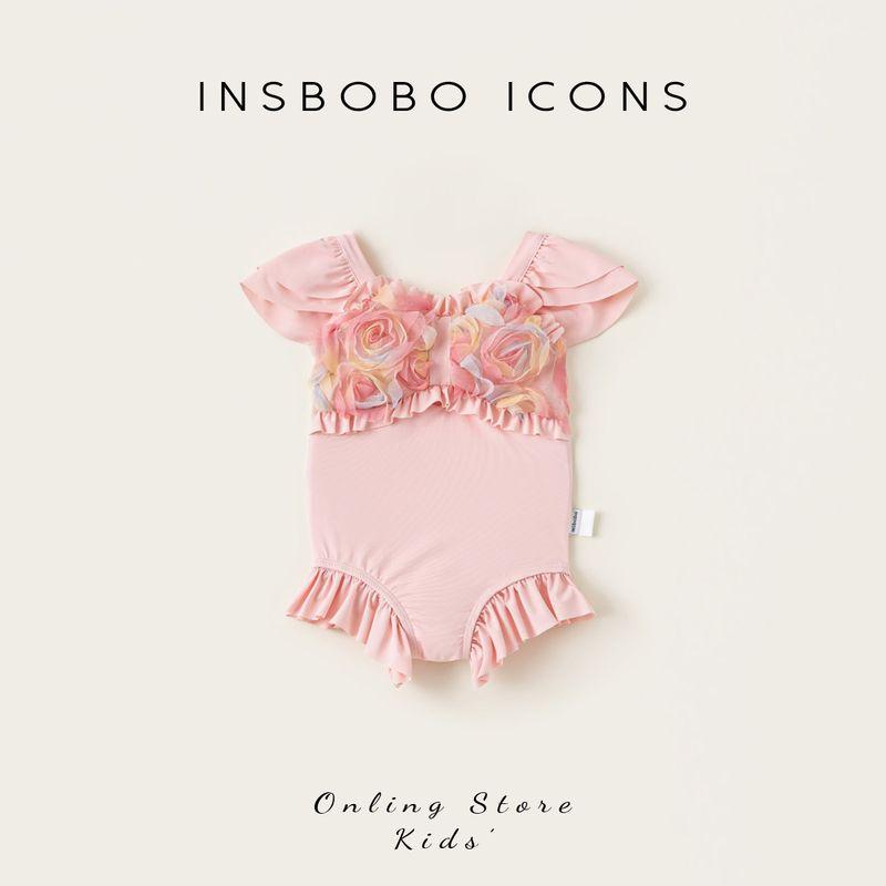 Insbobo Детский купальник для девочек Летний Новое поступление Купальник для девочки цельный Модный Детский летний стиль Pink 80