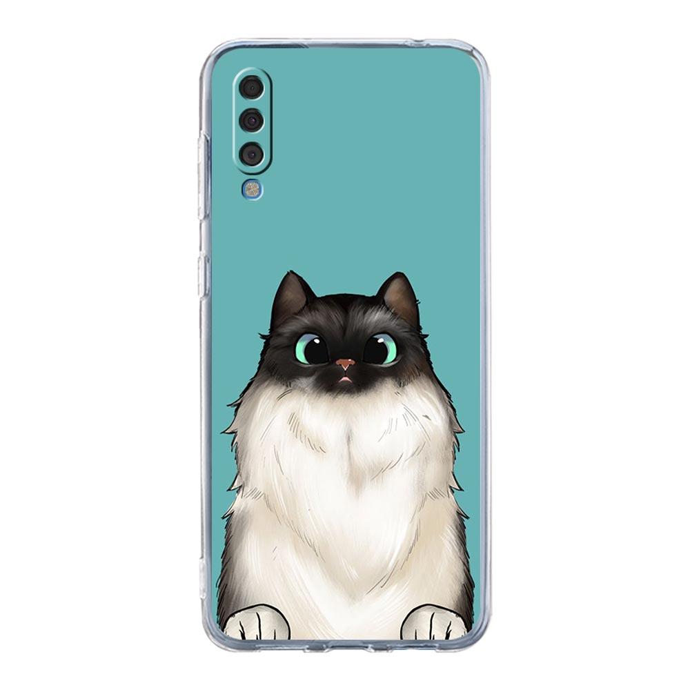Phone Case For Samsung A14 A50 A70 A30 A40 A20E A10S A20S A02S A04S A12 A22 A32 A34 A42 A52 5G A54 Cat Cute Kitten Cartoon Cover