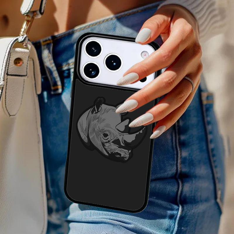 Animal Rhino Phone Case For iPhone 17 Air 14 15 13 12 Max Cover For Apple 14 15 16 16e 11 Pro Max Plus Coque