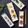 Rechteckige Keramikplatte im japanischen Stil, Sushi-Snack-Dessert-Serviertablett für Frühstück & Haushaltsgeschirr
