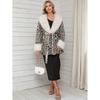 Womens Short Faux Fur Coat Leopard Print Belted Warm Leather Plush Outerwear