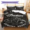 Indian Chiel Motor Pattern Bedding Quilt Set Quilt Cover Pillowcase Home Decoration Gift (1 * Duvet Cover + 2 * Pillowcase, Without Core)
