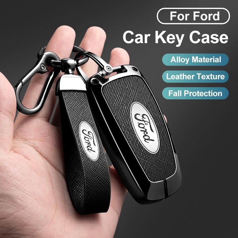 Styling Car Zinc Alloy Leather Remote Key Case For Ford Mustang 2017 Edge F250 2018 Fusion/New Mondeo/Expedition Accessories