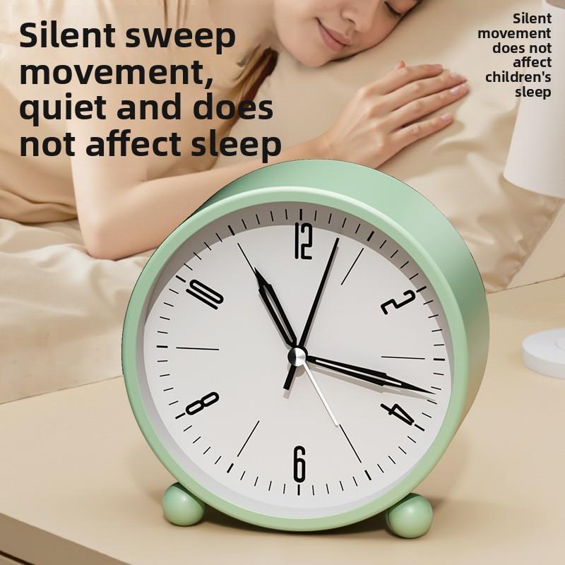 Metal Quartz Alarm Clock Student Wake-up Clock Silent Scan Night Light Desktop Alarm Watch Bedroom Decorative Ornaments2