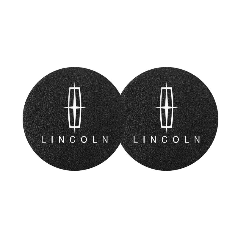 2Pcs Car Coasters Water Cup Mats Waterproof Slot Pads For Lincoln Continental MKZ Town-car Nautilus Electric MKC MKS Corsair MKT FF2