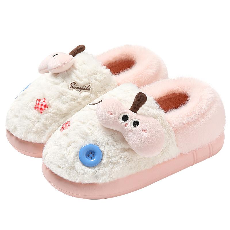 Cute cotton slipper bag and cartoon warm plush non-slip and wear-resistant soft bottom cotton mop for indoor use at home